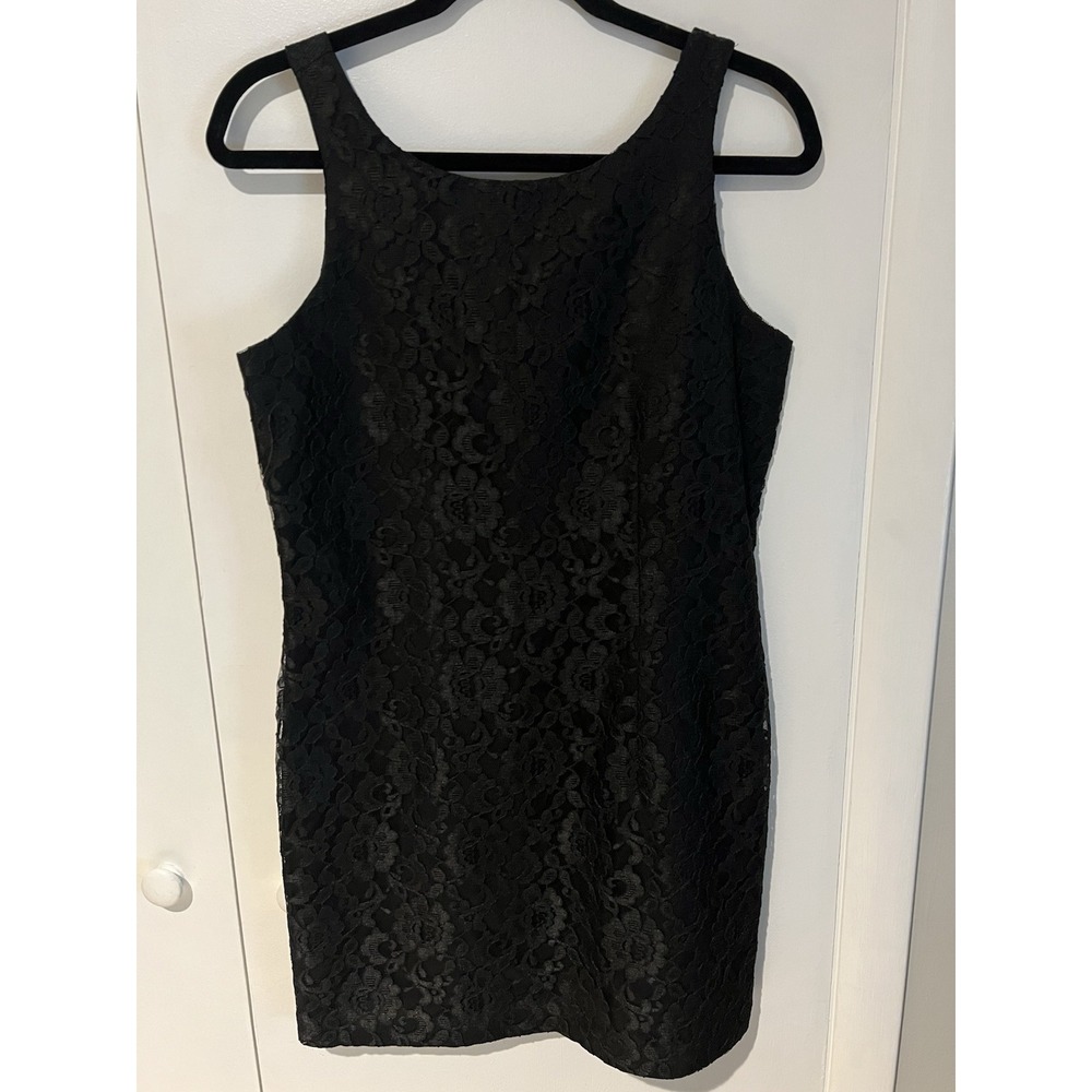 Rampage Black Women's Floral Lace Sheath Dress Size 7 Sleeveless Made In USA